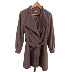 Karl Lagerfeld Paris Purple Double Breasted Belted Wool‎ Coat Women's Size Small